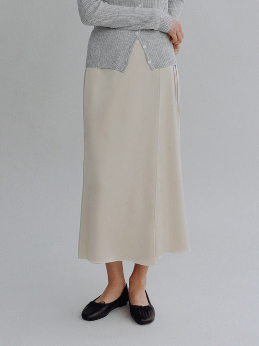 Mango Maniplease Roen Satin Wrap Skirt Beige