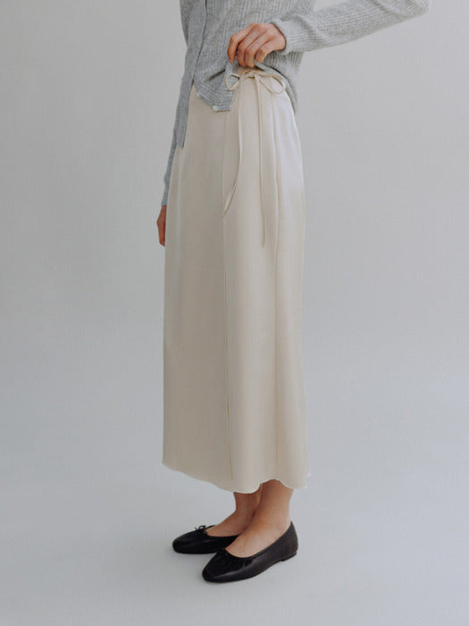 [Mango Maniplease] Roen Satin Wrap SKIRT_BEIGE