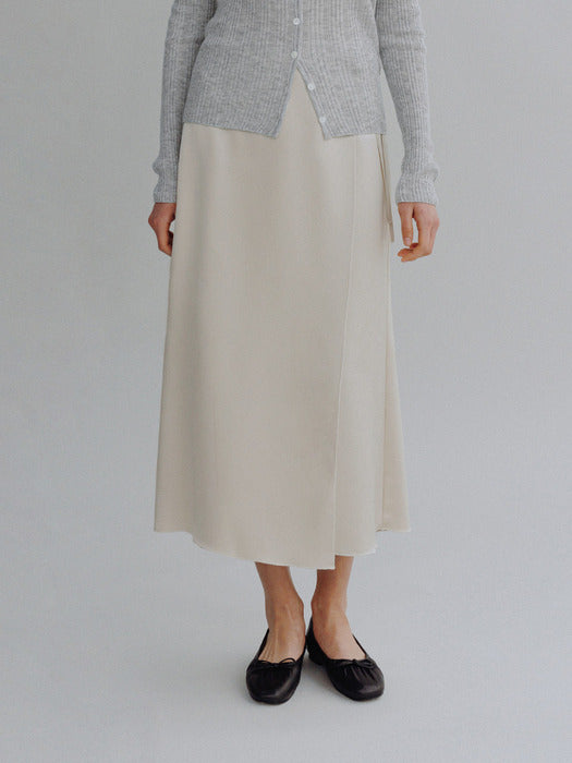 [Mango Maniplease] Roen Satin Wrap SKIRT_BEIGE