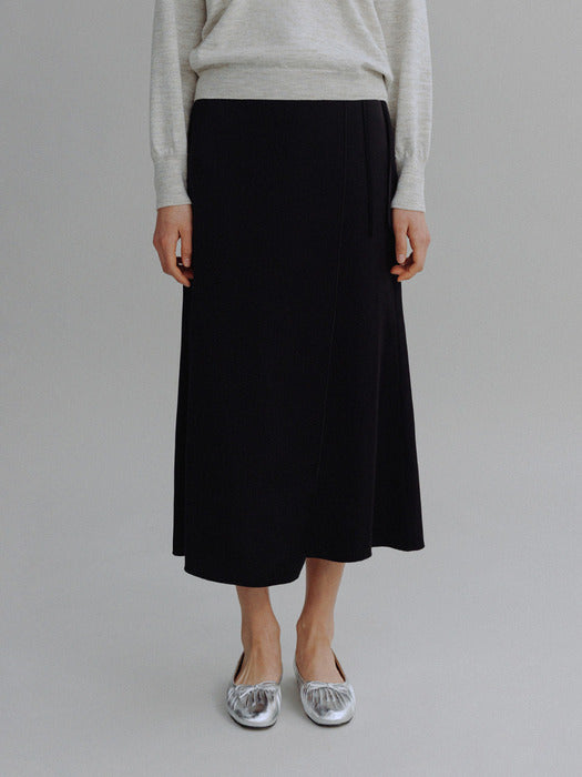 Mango Maniplease Roen Satin Wrap Skirt Black