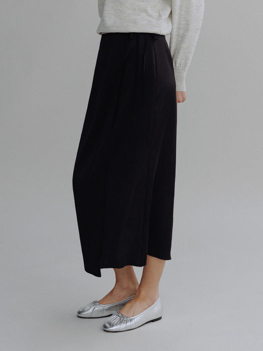Mango Maniplease Roen Satin Wrap Skirt Black