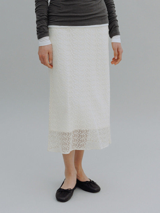 Mango Maniplease Rosy Lace Skirt Natural