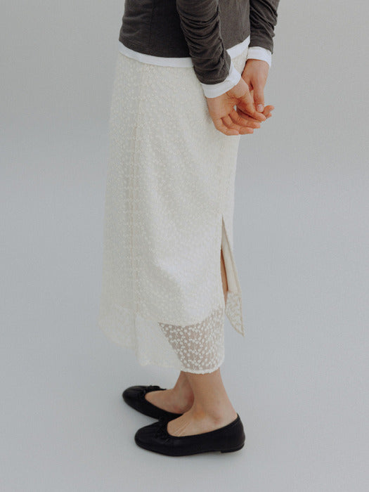 Mango Maniplease Rosy Lace Skirt Natural