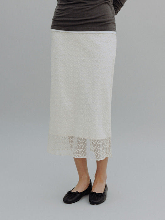 Mango Maniplease Rosy Lace Skirt Natural