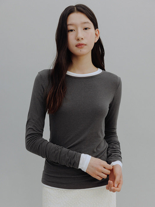 Mango Maniplease Nilah Layered Tee Charcoal