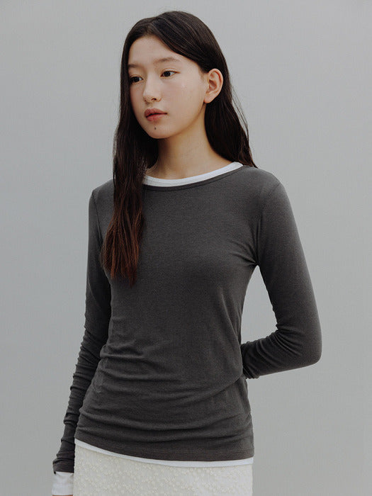 Mango Maniplease Nilah Layered Tee Charcoal