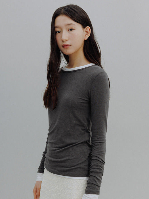 Mango Maniplease Nilah Layered Tee Charcoal