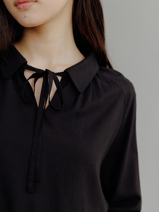 Mango Maniplease Momo Shirring Blouse Black