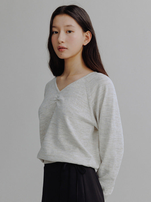 Mango Maniplease Mary V Neck Knit Oatmeal