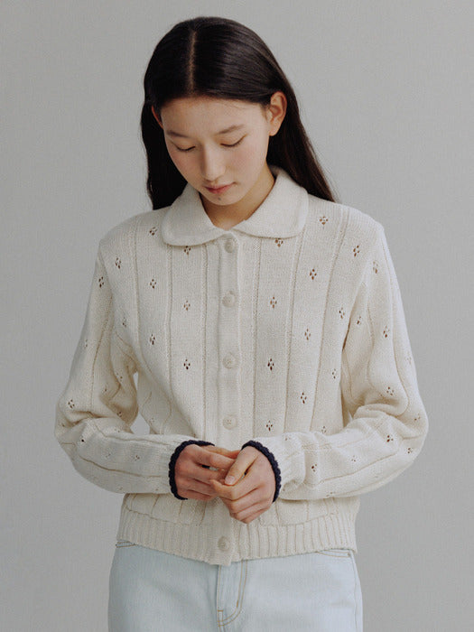 Mango Maniplease Cory Punching Cardigan Cream