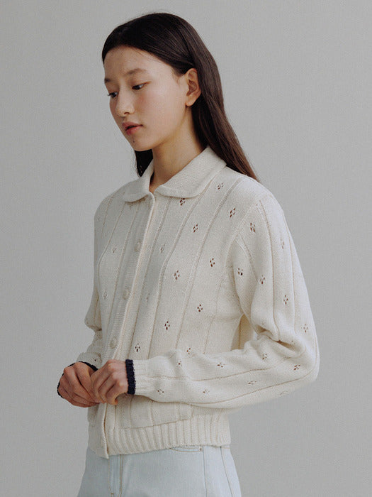 Mango Maniplease Cory Punching Cardigan Cream