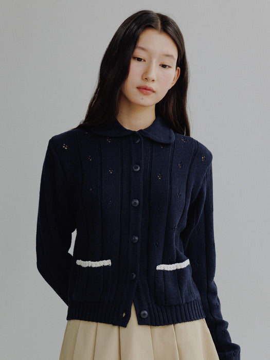 Mango Maniplease Cory Punching Cardigan Navy