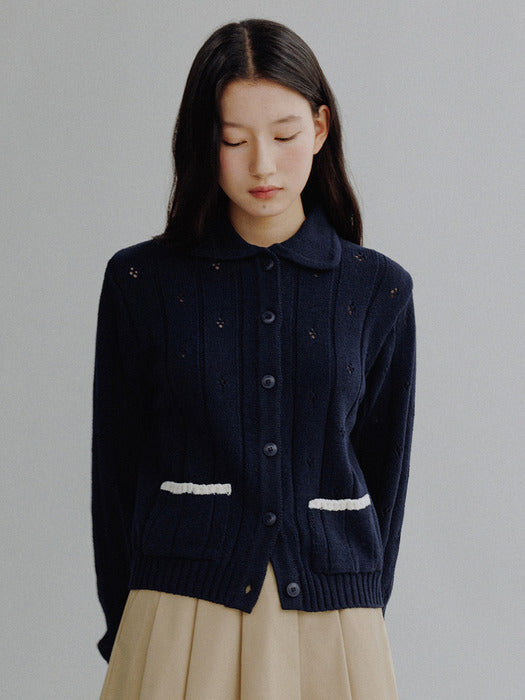 Mango Maniplease Cory Punching Cardigan Navy