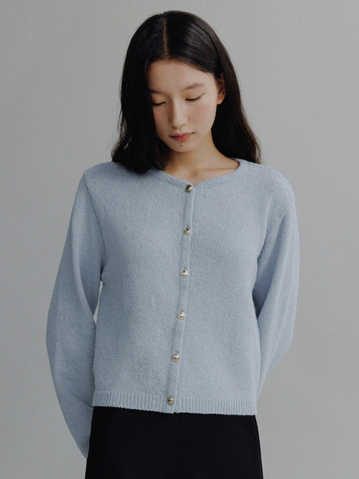 Mango Maniplease Erin Boucle Cardigan Sky Blue