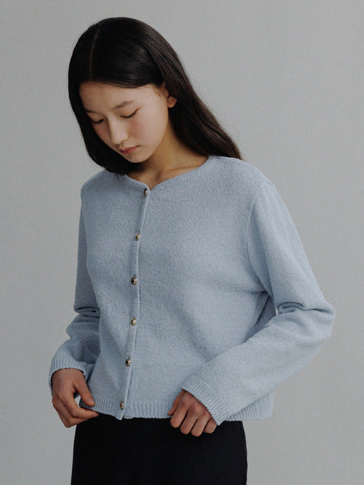 Mango Maniplease Erin Boucle Cardigan Sky Blue