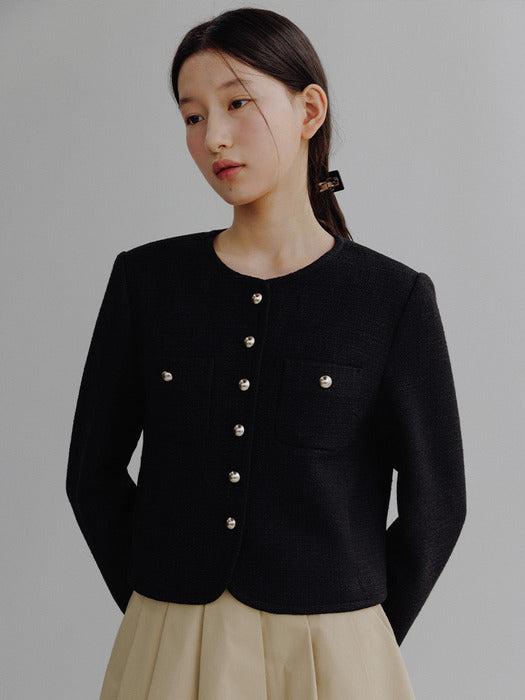 Mango Maniplease Moi Tweed Jacket Black