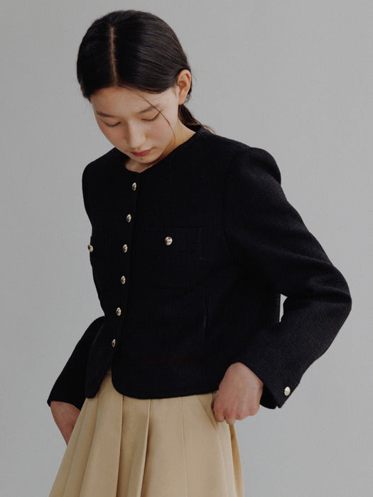Mango Maniplease Moi Tweed Jacket Black