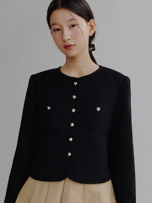 Mango Maniplease Moi Tweed Jacket Black
