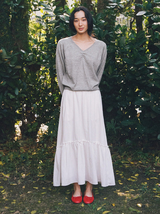 Mango Maniplease Ryle Shirring Skirt White