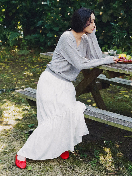Mango Maniplease Ryle Shirring Skirt White