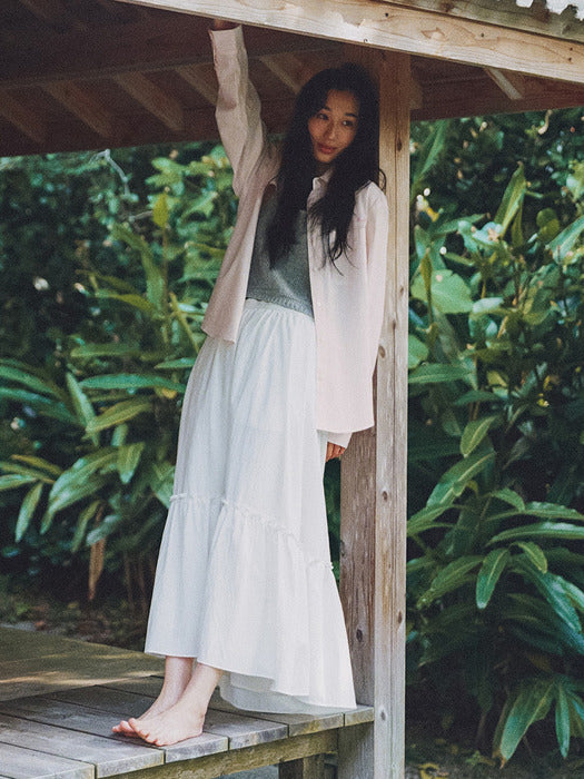 Mango Maniplease Ryle Shirring Skirt White