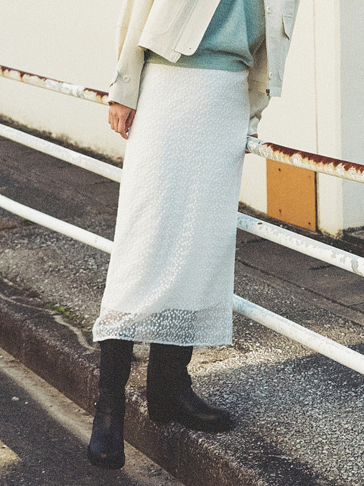 Mango Maniplease Rosy Lace Skirt Ivory