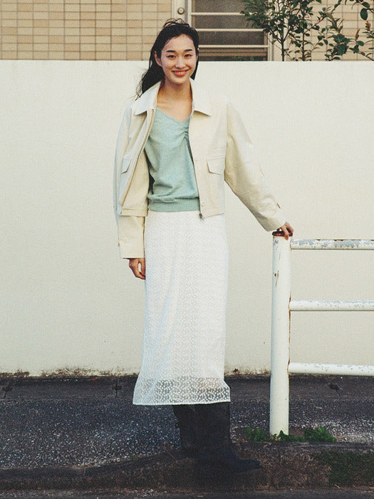 Mango Maniplease Rosy Lace Skirt Ivory