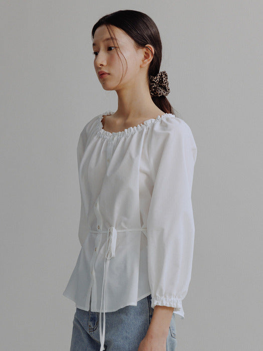 Mango Maniplease Talia Shirring Blouse White