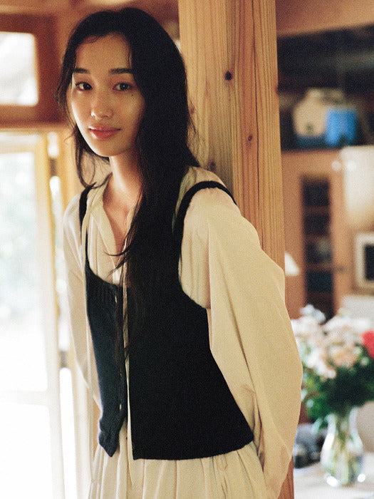 [Mango Maniplease] Hen Bustier KNIT_NAVY