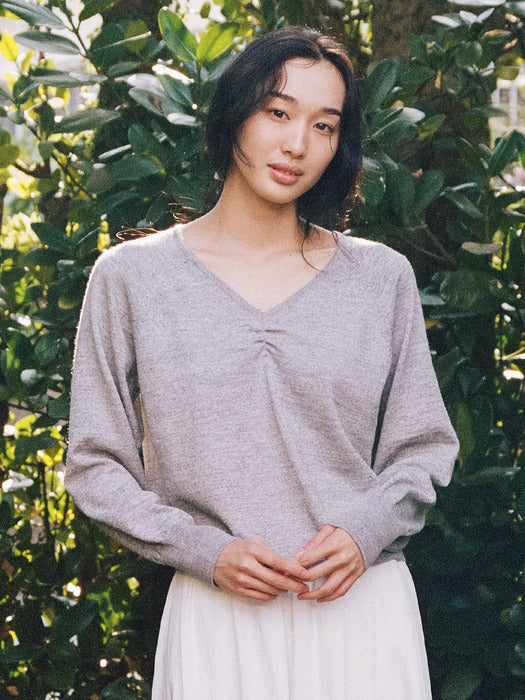Mango Maniplease Mary V Neck Knit Grey