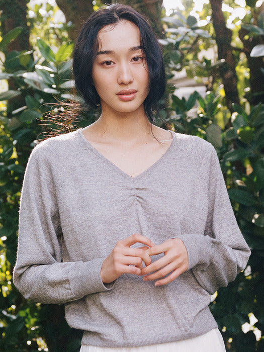 Mango Maniplease Mary V Neck Knit Grey