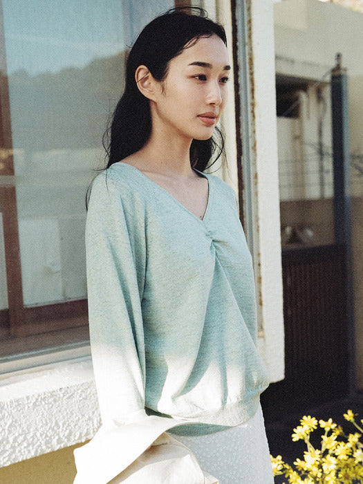 Mango Maniplease Mary V Neck Knit Mint