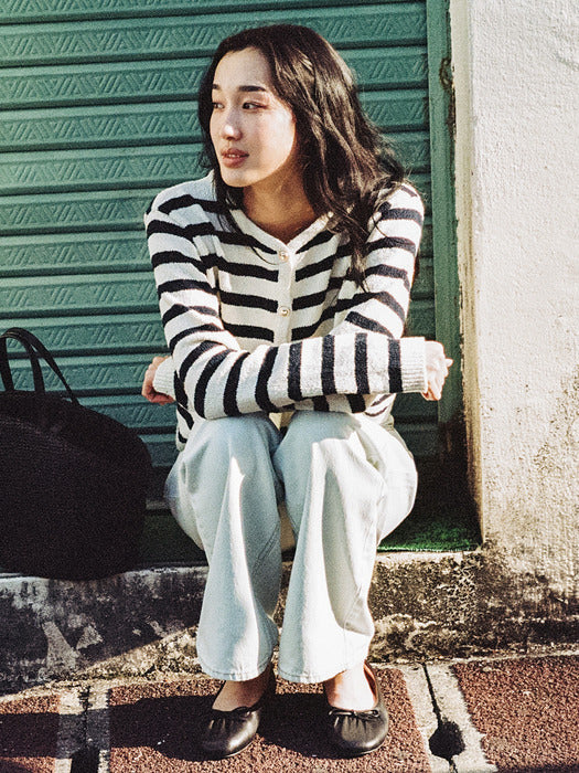 Mango Maniplease Erin Boucle Cardigan Stripe