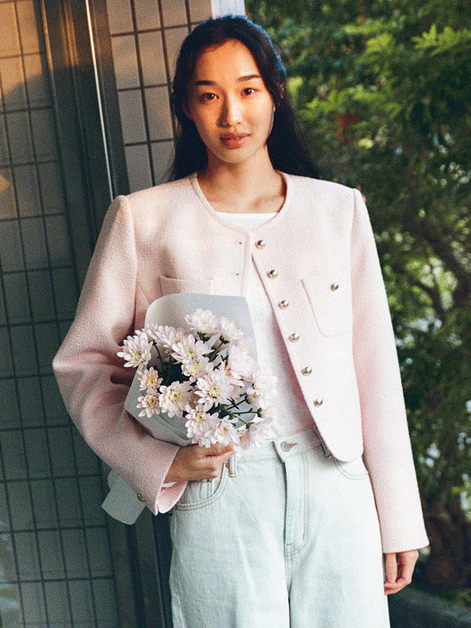 Mango Maniplease Moi Tweed Jacket Pink