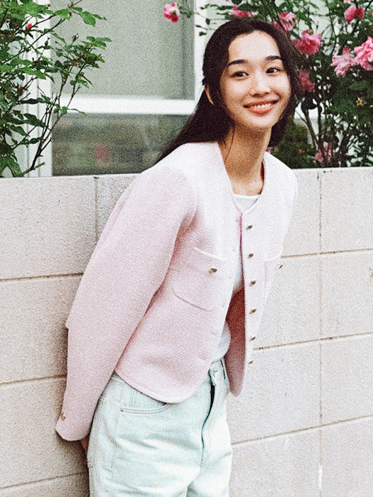 Mango Maniplease Moi Tweed Jacket Pink