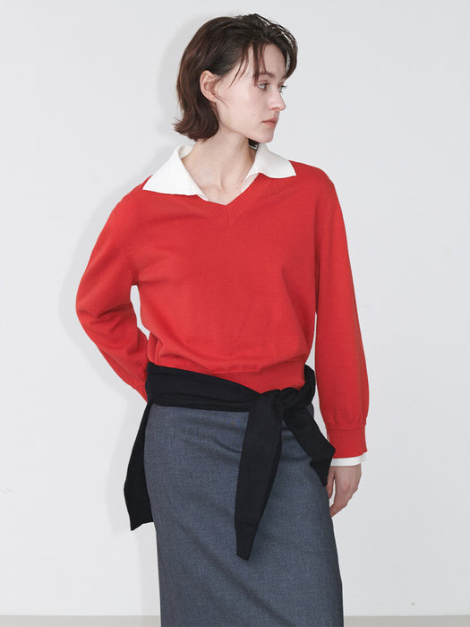 Loeuvre Contrast Collar Knit Top