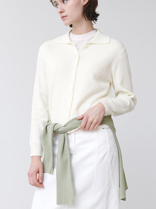 Loeuvre Boucle Knit Cardigan + Short Sleeve Top