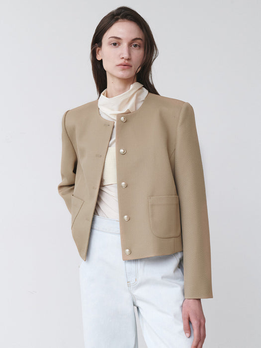 loeuvre Collarless Twill Jacket SW5SJ111-96 - View 2