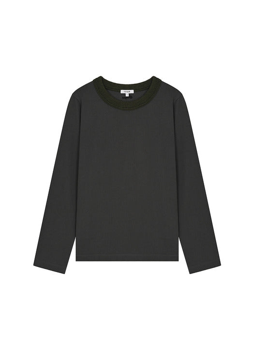 [vunque] Knit Cuff Long Sleeves T-shirt