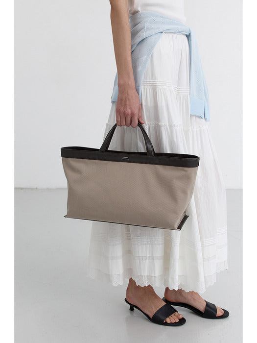 Dunst Canvas Leather Tote Bag Beige Brown