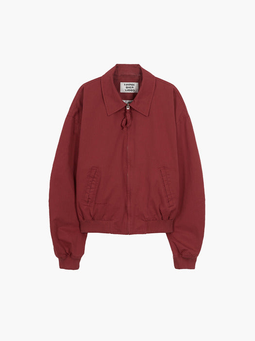 WASHED COTTON BOMBER JACKET_red