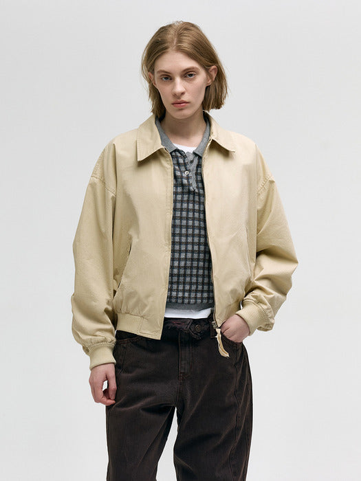 WASHED COTTON BOMBER JACKET_beige