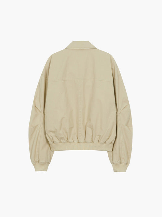 WASHED COTTON BOMBER JACKET_beige