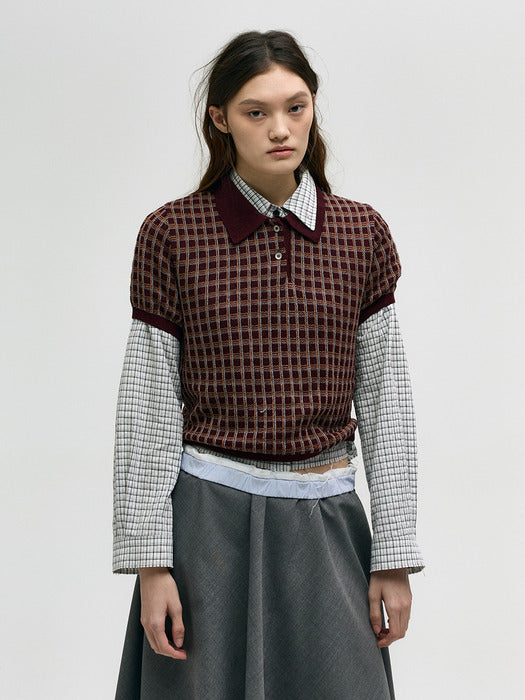 Margesherwood Curb Link PK Knit Top burgundy