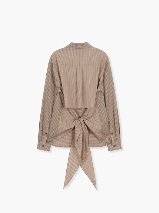 CHECK LAYERED TIE SHIRT_brown