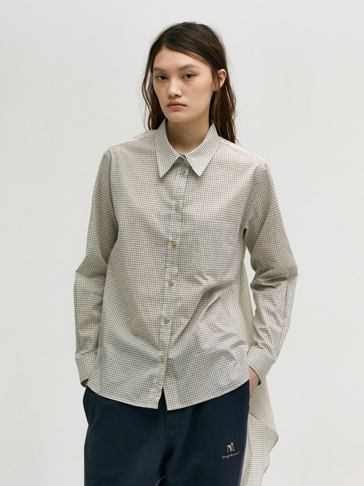 CHECK LAYERED TIE SHIRT_black