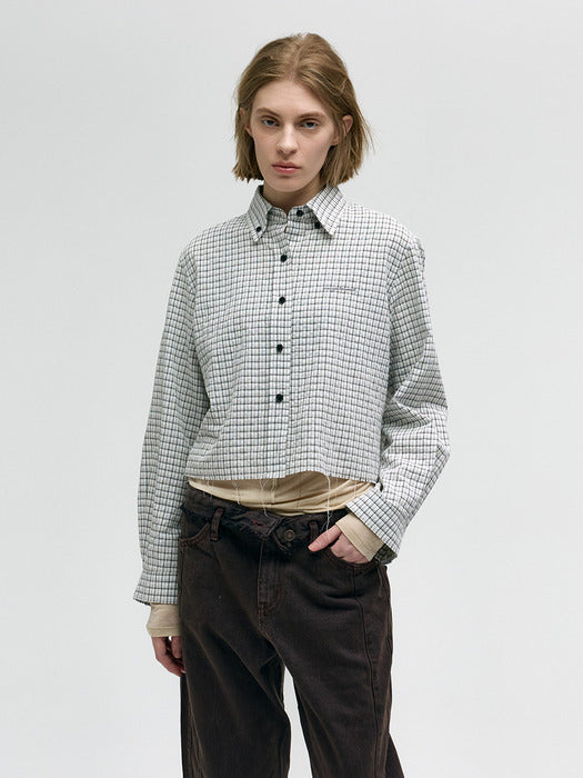 Margesherwood Tattersall Check Crop Shirt black