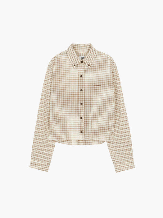 TATTERSALL CHECK CROP SHIRT_beige