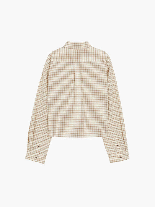 TATTERSALL CHECK CROP SHIRT_beige