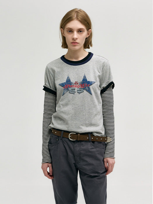 WASHED VINTAGE T-SHIRT_melange grey